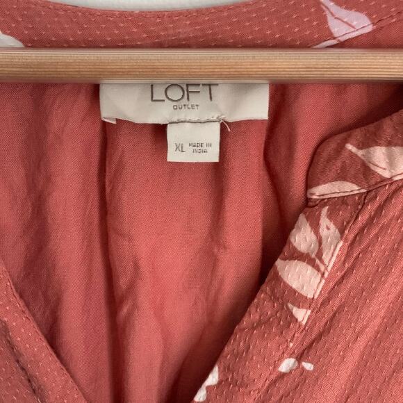 Loft Outlet Women's Dress Pink/Coral Spring Blouson Dress Floral - Picture 2 of 6